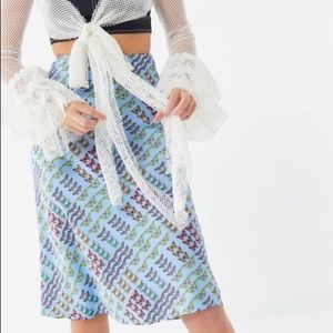 Urban Outfitters UO Monarch Butterfly Slip Skirt | Blue MIDI Skirt